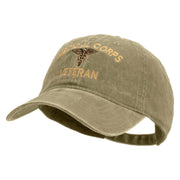 Licensed Medical Corps Veteran Embroidered Washed Solid Pigment Dyed Cotton Twill Brass Buckle Cap - Khaki OSFM