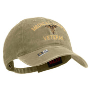 Licensed Medical Corps Veteran Embroidered Washed Solid Pigment Dyed Cotton Twill Brass Buckle Cap - Khaki OSFM