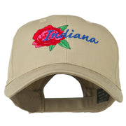 USA State Indiana Flower Peony Embroidered Low Cotton Cap