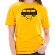 Hippie Surf Van Graphic Design Unisex Short Sleeve Cotton Jersey T-Shirt