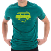 Hippie Surf Van Graphic Design Unisex Short Sleeve Cotton Jersey T-Shirt