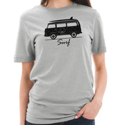 Hippie Surf Van Graphic Design Unisex Short Sleeve Cotton Jersey T-Shirt