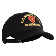 U.S. Marine Corps 3rd Marine Division Embroidered 6 Panel Structured Cotton Twill Cap Made in USA - Black OSFM