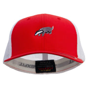 European Badger Embroidered Flexfit Mesh Cotton Twill Trucker 2 Tone Cap - Red-White OSFM