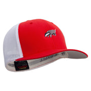 European Badger Embroidered Flexfit Mesh Cotton Twill Trucker 2 Tone Cap - Red-White OSFM