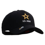 Licensed Star US Army Embroidered Solid Cotton Twill Low Profile Strap Cap - Black OSFM