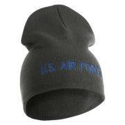 US Air Force Blue Letter Symbol Embroidered 8" Short Beanie - Charcoal OSFM