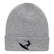 Surfer Girl Silhouette Embroidered Long Beanie