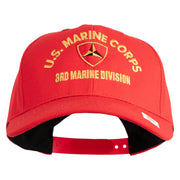 U.S. Marine Corps 3rd Marine Division Embroidered 6 Panel Structured Cotton Twill Cap Made in USA - Red OSFM