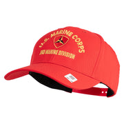 U.S. Marine Corps 3rd Marine Division Embroidered 6 Panel Structured Cotton Twill Cap Made in USA - Red OSFM