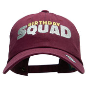 Sparkly Birthday Squad Embroidered Unstructured Cotton Twill Washed Cap