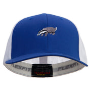 European Badger Embroidered Flexfit Mesh Cotton Twill Trucker 2 Tone Cap - Royal-White OSFM