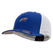 European Badger Embroidered Flexfit Mesh Cotton Twill Trucker 2 Tone Cap - Royal-White OSFM