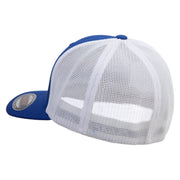 European Badger Embroidered Flexfit Mesh Cotton Twill Trucker 2 Tone Cap - Royal-White OSFM