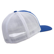 European Badger Embroidered Flexfit Mesh Cotton Twill Trucker 2 Tone Cap - Royal-White OSFM