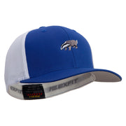 European Badger Embroidered Flexfit Mesh Cotton Twill Trucker 2 Tone Cap - Royal-White OSFM