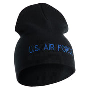 US Air Force Blue Letter Symbol Embroidered 8" Short Beanie - Black OSFM