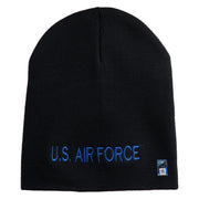US Air Force Blue Letter Symbol Embroidered 8" Short Beanie - Black OSFM