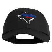 Houston Texas Embroidered Low Profile Pet Spun Washed Cap - Black OSFM