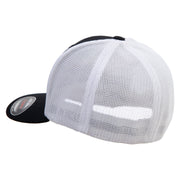 European Badger Embroidered Flexfit Mesh Cotton Twill Trucker 2 Tone Cap - Black-white OSFM