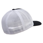 European Badger Embroidered Flexfit Mesh Cotton Twill Trucker 2 Tone Cap - Black-white OSFM