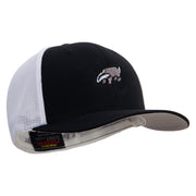 European Badger Embroidered Flexfit Mesh Cotton Twill Trucker 2 Tone Cap - Black-white OSFM