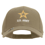 Licensed Star US Army Embroidered Solid Cotton Twill Low Profile Strap Cap - Khaki OSFM