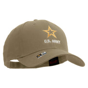 Licensed Star US Army Embroidered Solid Cotton Twill Low Profile Strap Cap - Khaki OSFM