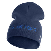 US Air Force Blue Letter Symbol Embroidered 8" Short Beanie - Navy OSFM