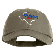 Houston Texas Embroidered Low Profile Pet Spun Washed Cap - Olive OSFM