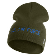 US Air Force Blue Letter Symbol Embroidered 8" Short Beanie - Olive OSFM