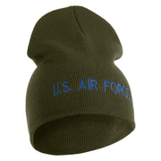 US Air Force Blue Letter Symbol Embroidered 8" Short Beanie - Olive OSFM