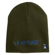 US Air Force Blue Letter Symbol Embroidered 8" Short Beanie - Olive OSFM