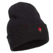 Mini Rose Embroidered Long Beanie