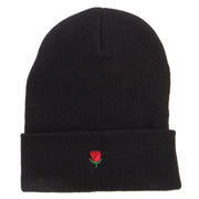 Mini Rose Embroidered Long Beanie