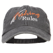 Fishing Rules Embroidered Washed Cap