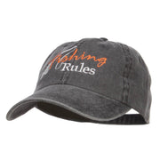 Fishing Rules Embroidered Washed Cap