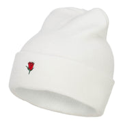 Mini Rose Embroidered Long Beanie