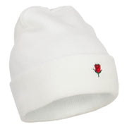 Mini Rose Embroidered Long Beanie