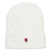 Mini Rose Embroidered Long Beanie