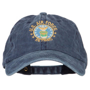 US Air Force Retired Circle Embroidered Washed Cotton Twill Cap