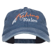 Fishing Rules Embroidered Washed Cap