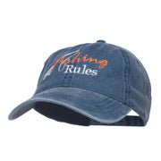 Fishing Rules Embroidered Washed Cap