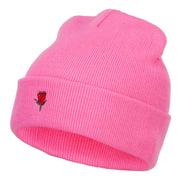 Mini Rose Embroidered Long Beanie