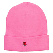 Mini Rose Embroidered Long Beanie