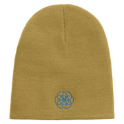 Aqua Planet Logo Embroidered 8 inch Acrylic Short Beanie - Khaki OSFM