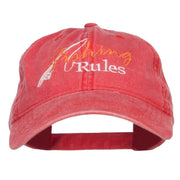 Fishing Rules Embroidered Washed Cap