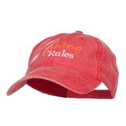 Fishing Rules Embroidered Washed Cap