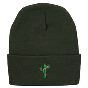 Christmas Cactus Embroidered Long Beanie