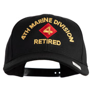 4th Marine Division Retired Embroidered 6 Panel Structured Cotton Twill Cap Made in USA - Black OSFM